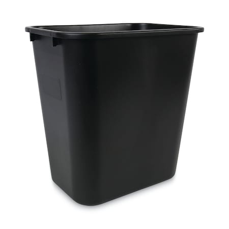 Boardwalk 28 qt Rectangular Indoor Plastic Can, Black, Open Top, Plastic, 11 in 3485202
